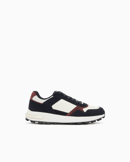 Sneakers in suede and mesh with all-over logo