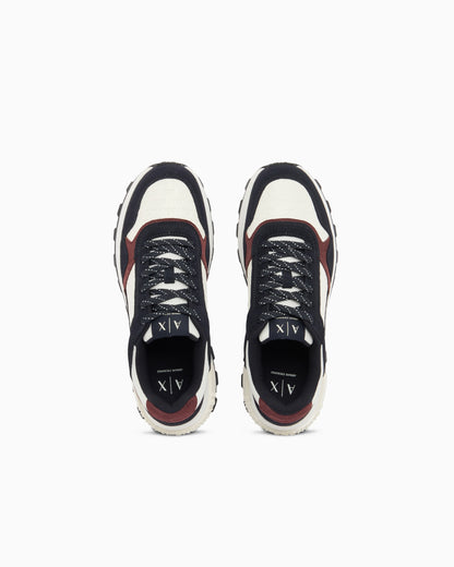 Sneakers in suede and mesh with all-over logo