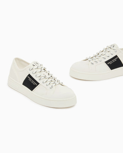 Sneakers in cotton twill with webbing