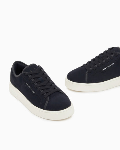 Sneakers in suede and split leather with a rubber sole