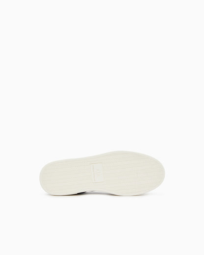 Sneakers in suede and split leather with a rubber sole