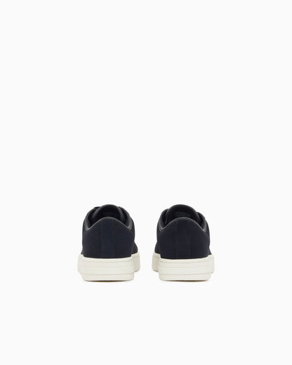 Sneakers in suede and split leather with a rubber sole