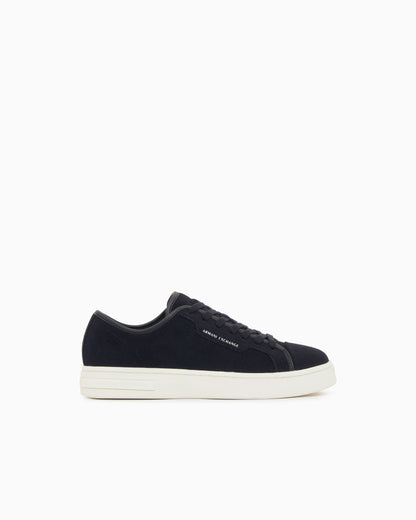 Sneakers in suede and split leather with a rubber sole