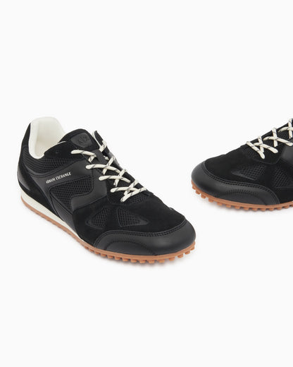 Low top Sneakers in mesh and suede with rubber sole