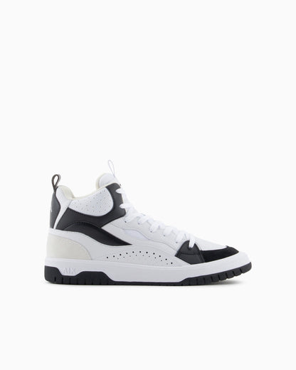 High sneakers with contrasting color inserts