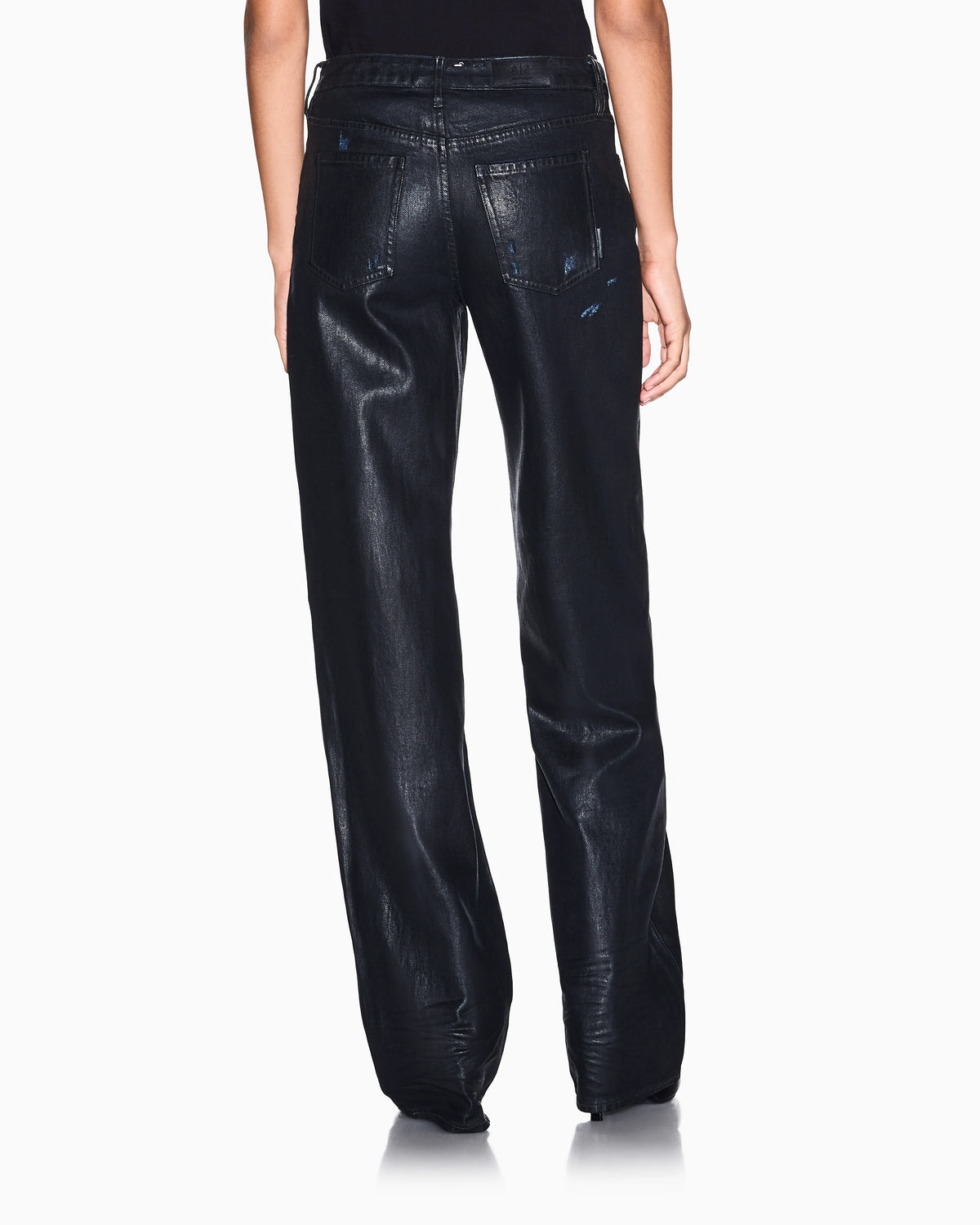 oversized fit 5 pockets denim pant in coated cotton