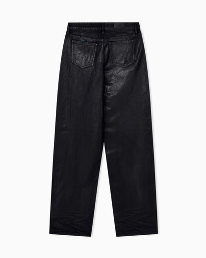 oversized fit 5 pockets denim pant in coated cotton