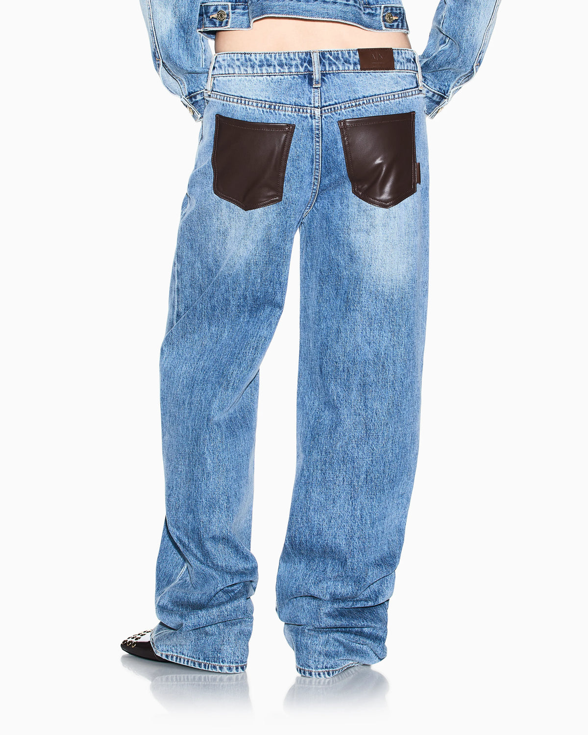 Oversized fit five-pocket pants in rigid cotton denim