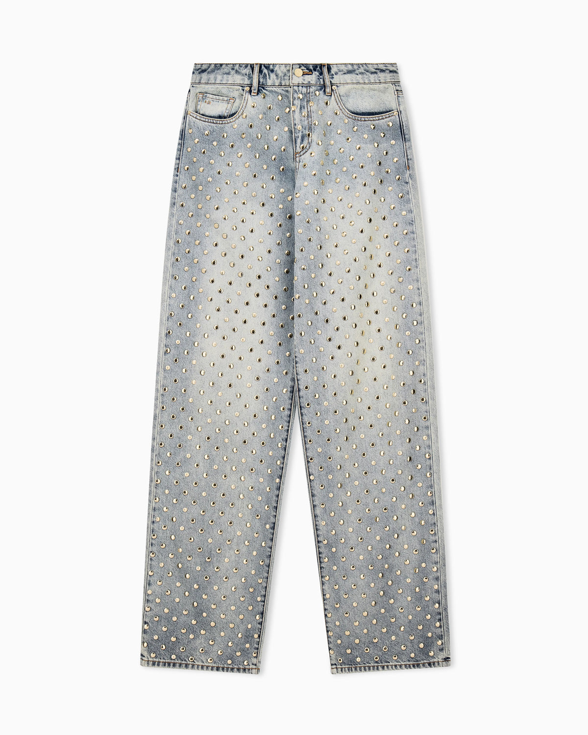 Oversized 5-pocket jeans in rigid cotton with embellishment