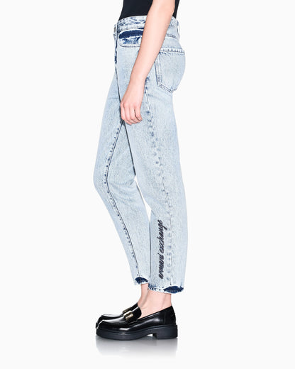 boyfriend fit 5-pocket pants rigid cotton denim