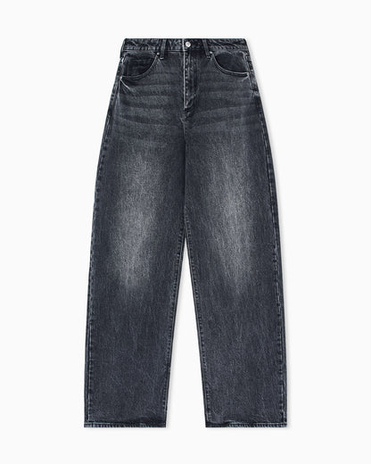 Wide leg jeans in stonewashed denim