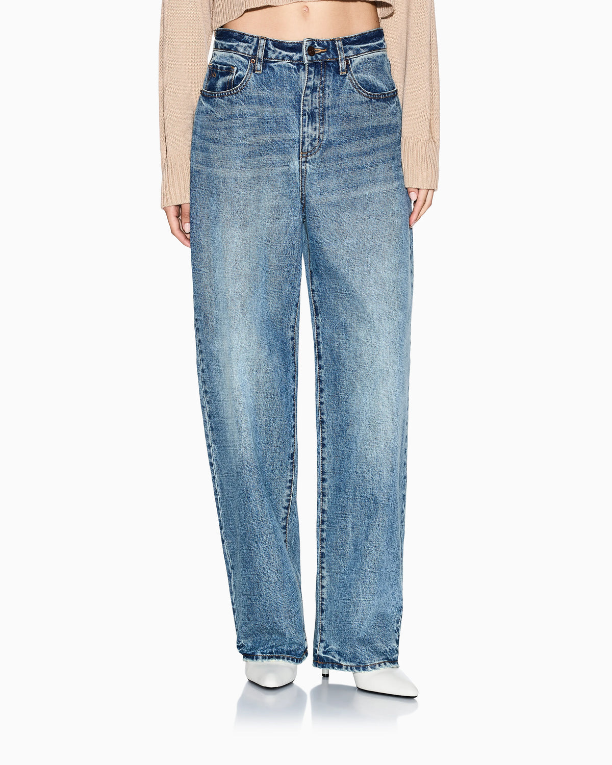 Relaxed fit jeans with used effect