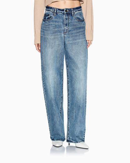 Relaxed fit jeans with used effect