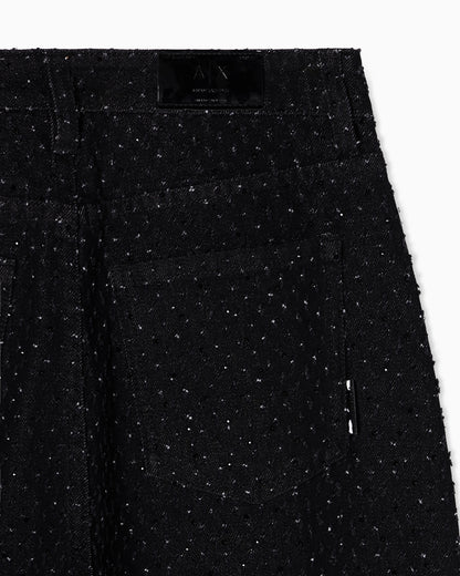 Relaxed Fit Jeans in Black Denim with Rhinestones