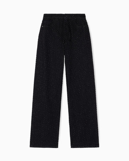 Relaxed Fit Jeans in Black Denim with Rhinestones