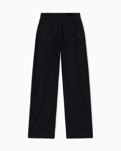 Relaxed Fit Jeans in Black Denim with Rhinestones