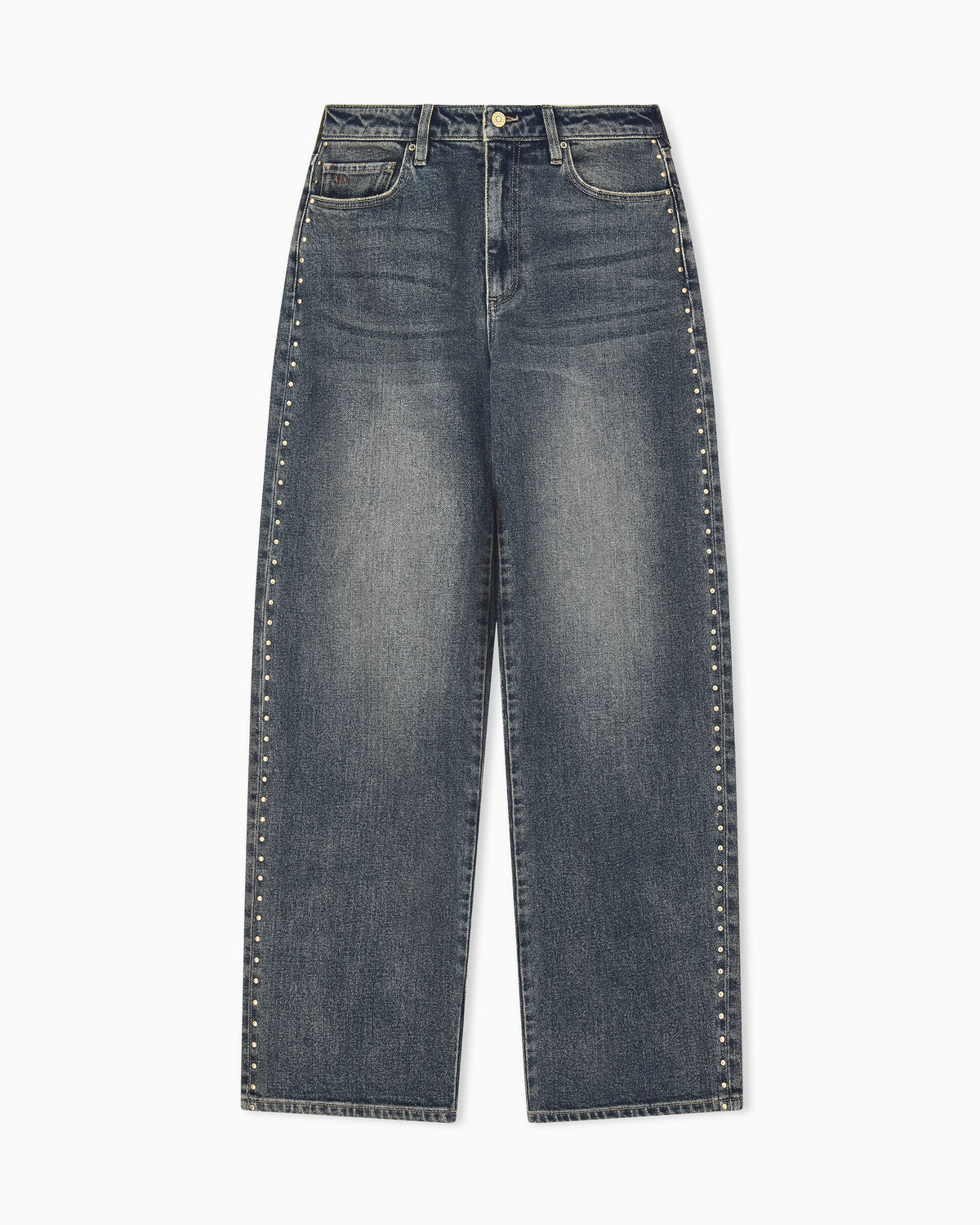 oversized fit 5 pockets denim pant with embellishment