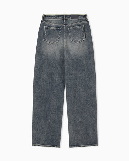 oversized fit 5 pockets denim pant with embellishment