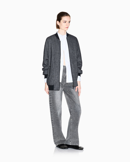 Oversized 5-pocket jeans in rigid cotton with embellishment