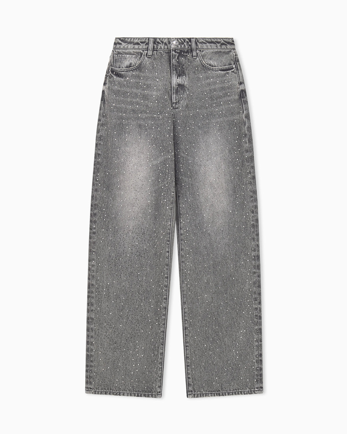 Oversized 5-pocket jeans in rigid cotton with embellishment