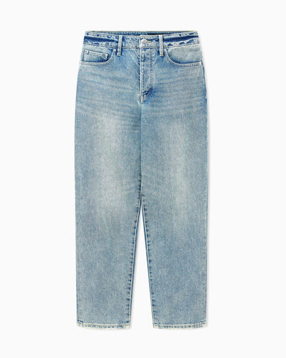 High-waisted rigid denim jeans with a carrot fit Icon