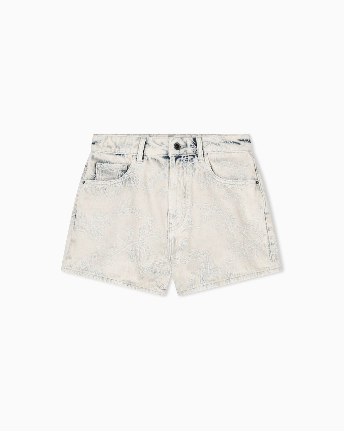 Vintage Bleached Denim Shorts with Used Effect