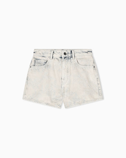 Vintage Bleached Denim Shorts with Used Effect