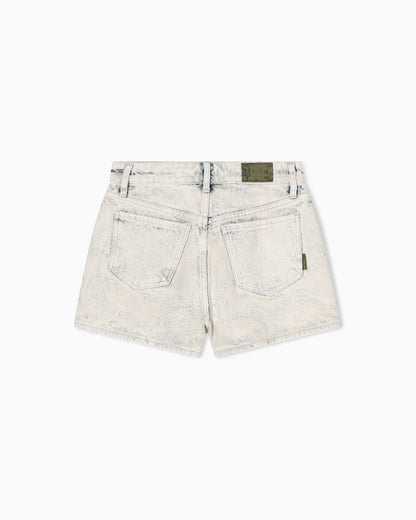 Vintage Bleached Denim Shorts with Used Effect