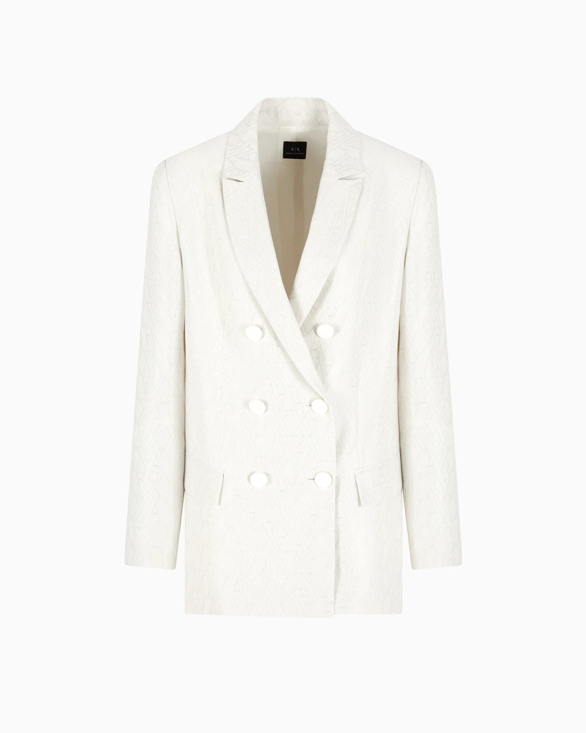 Double-breasted jacket in fabric with allover logo