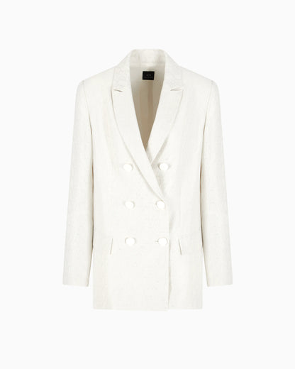 Double-breasted jacket in fabric with allover logo