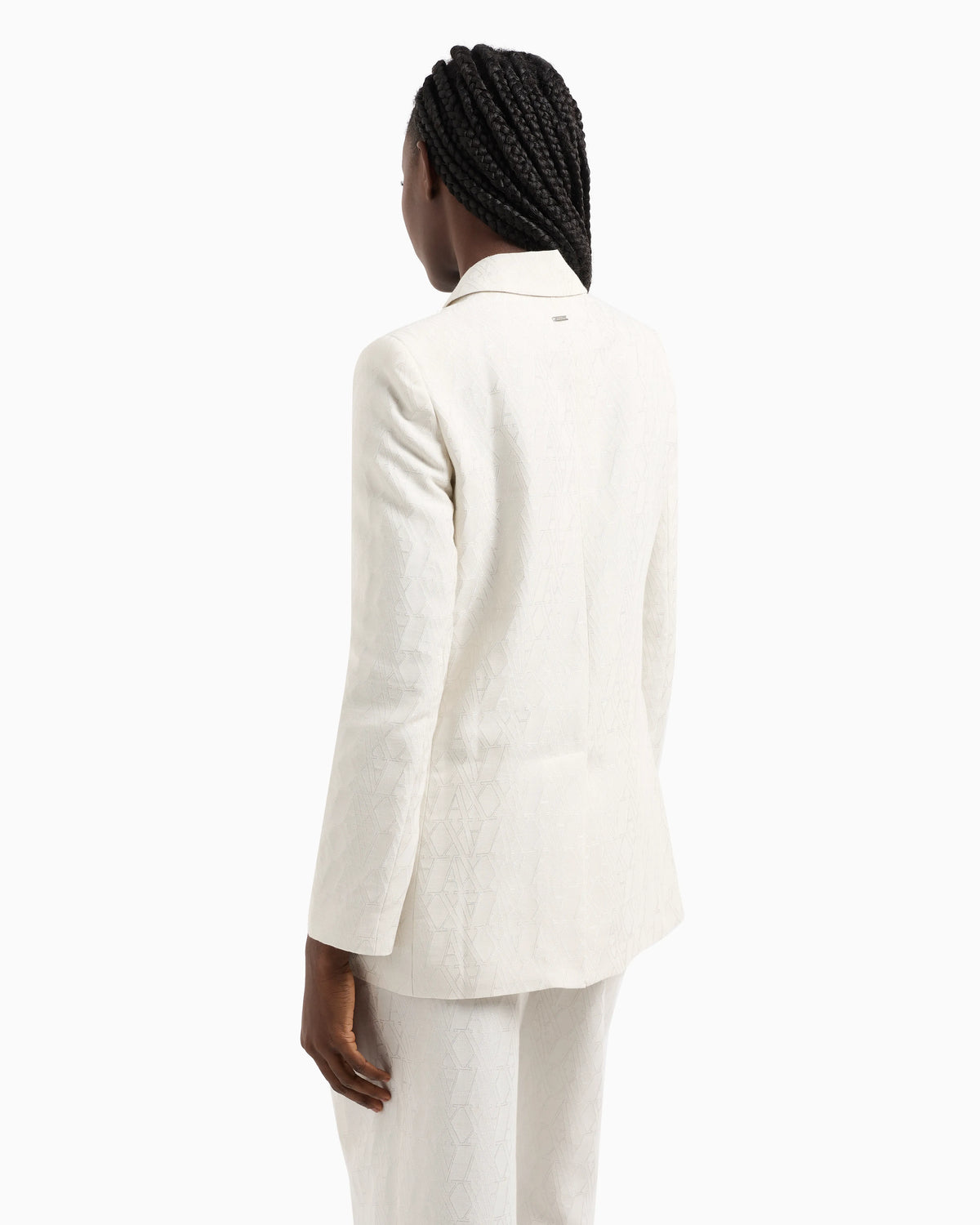 Double-breasted jacket in fabric with allover logo