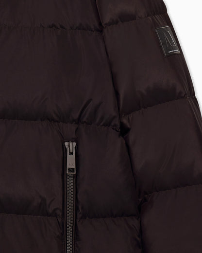 Quilted down puffer coat with a hood and zip pockets Icon