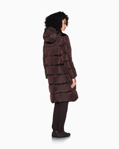Quilted down puffer coat with a hood and zip pockets Icon