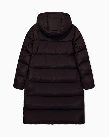 Quilted down puffer coat with a hood and zip pockets Icon