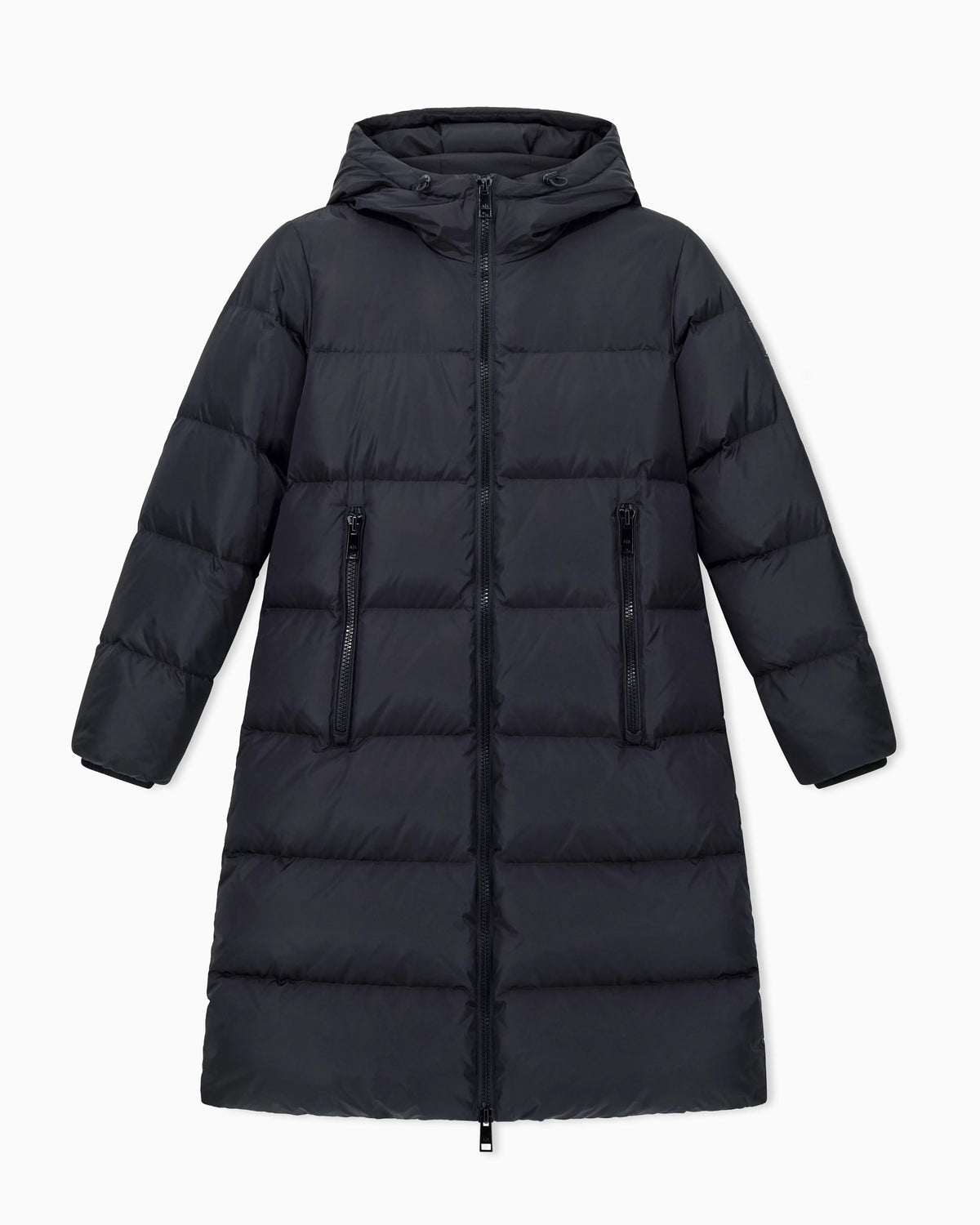 Quilted down puffer coat with a hood and zip pockets Icon