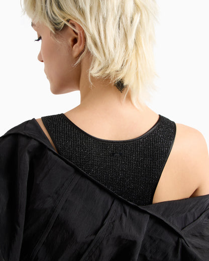 Short sheath dress in lurex fabric