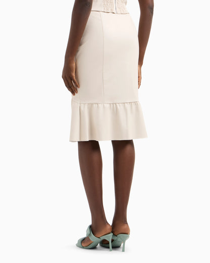 ASV Faux Leather Midi Skirt with Ruffle