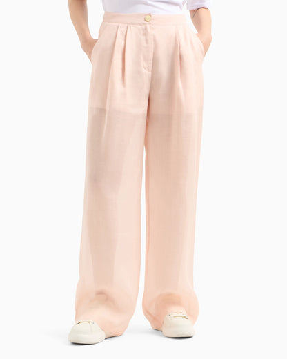 Cotton ramie pleated trousers