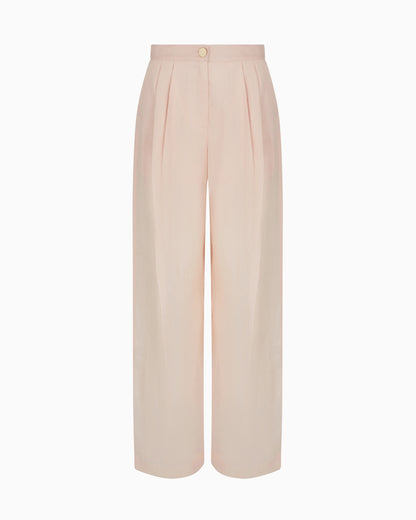 Cotton ramie pleated trousers