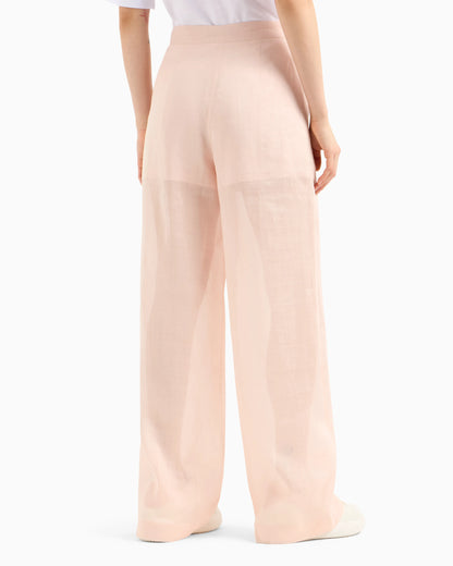Cotton ramie pleated trousers
