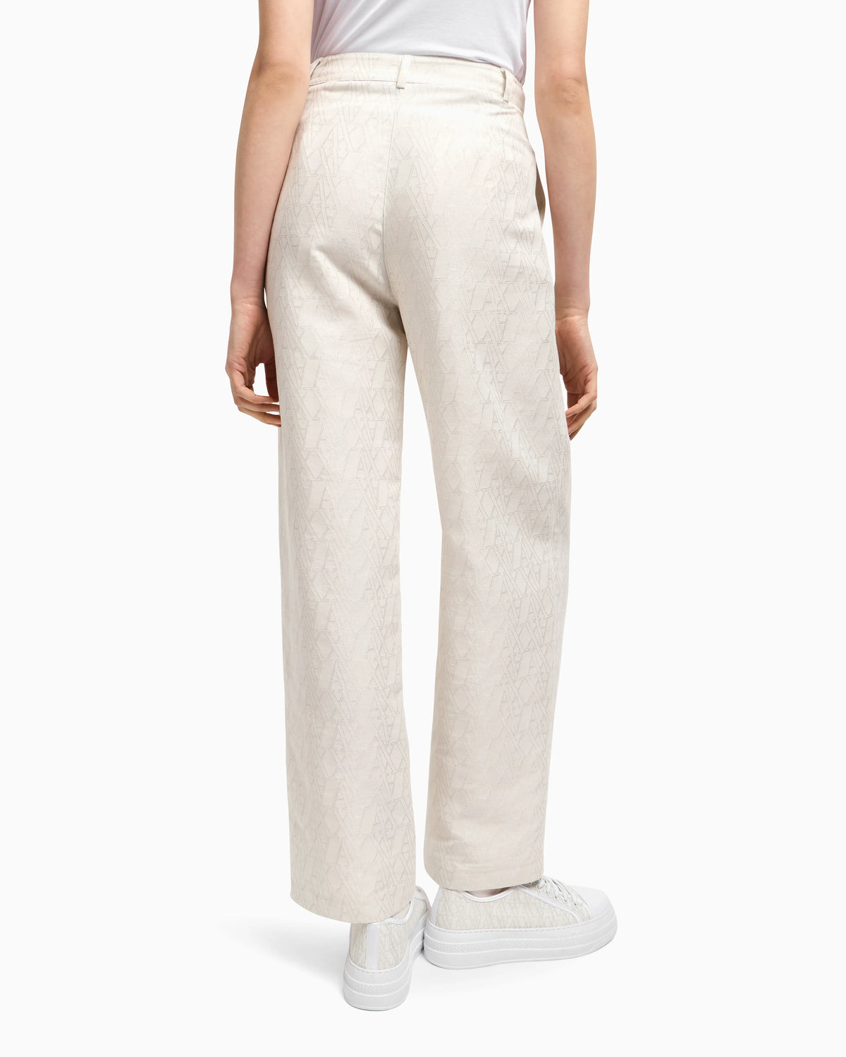Pleated trousers with allover logo