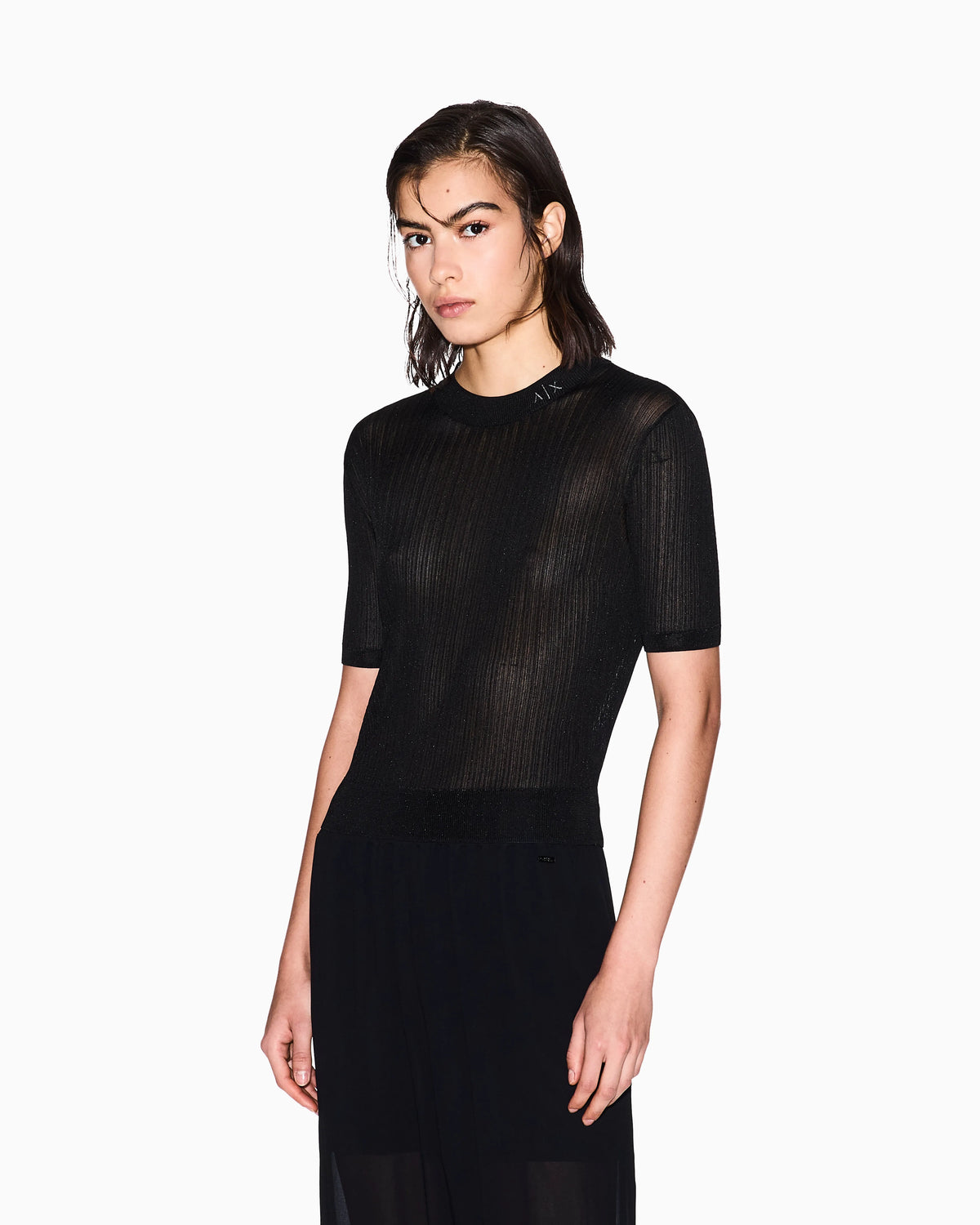 Lurex yarn sweater with logo