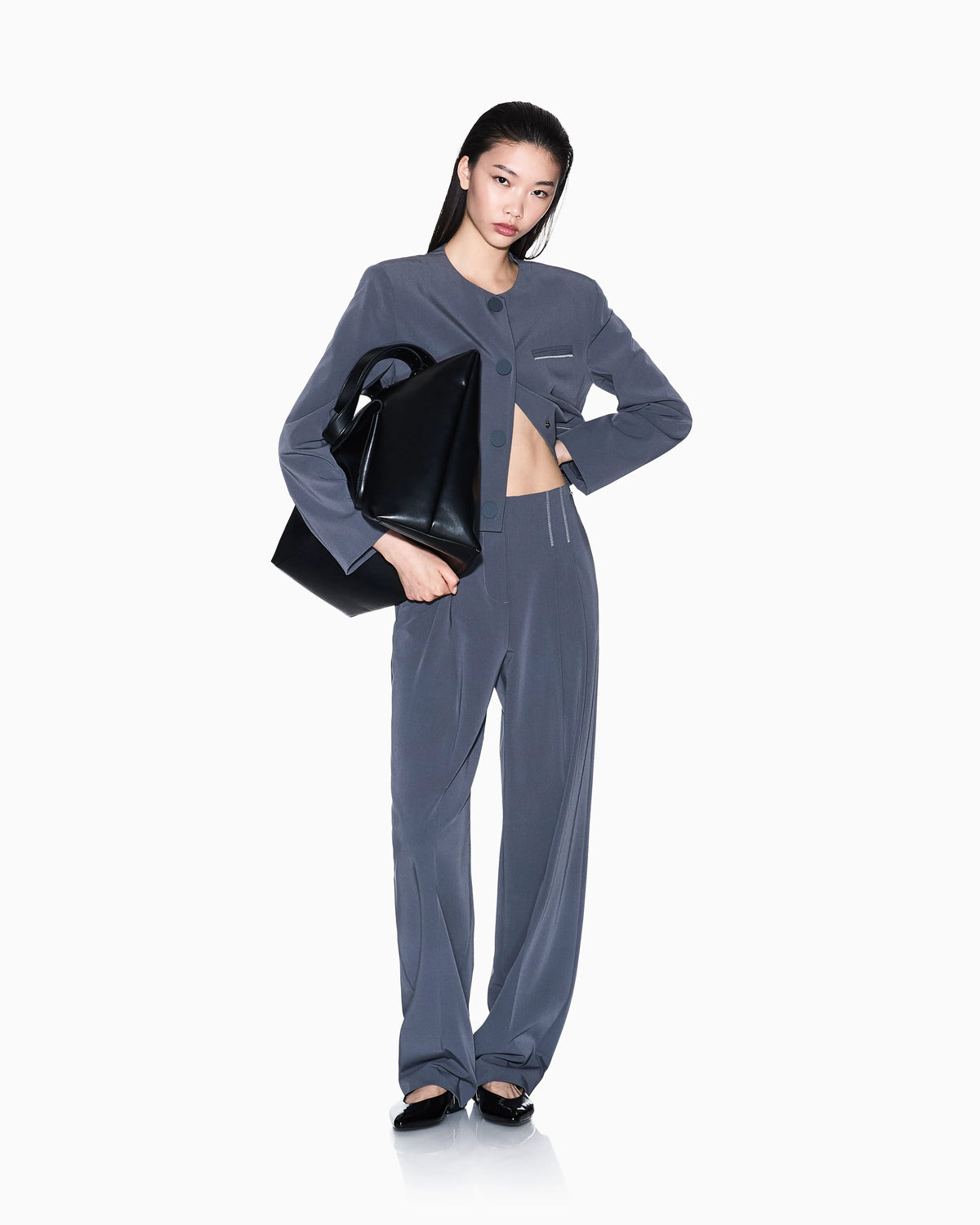 Cropped jacket in stretch fabric