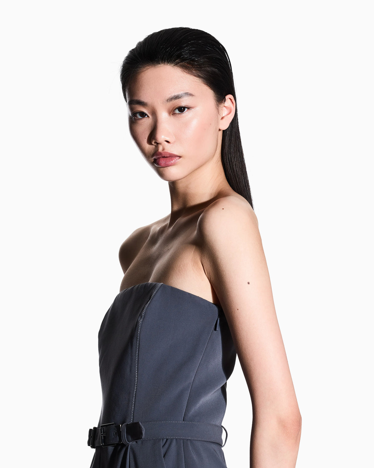 Jumpsuit with pleats and belt