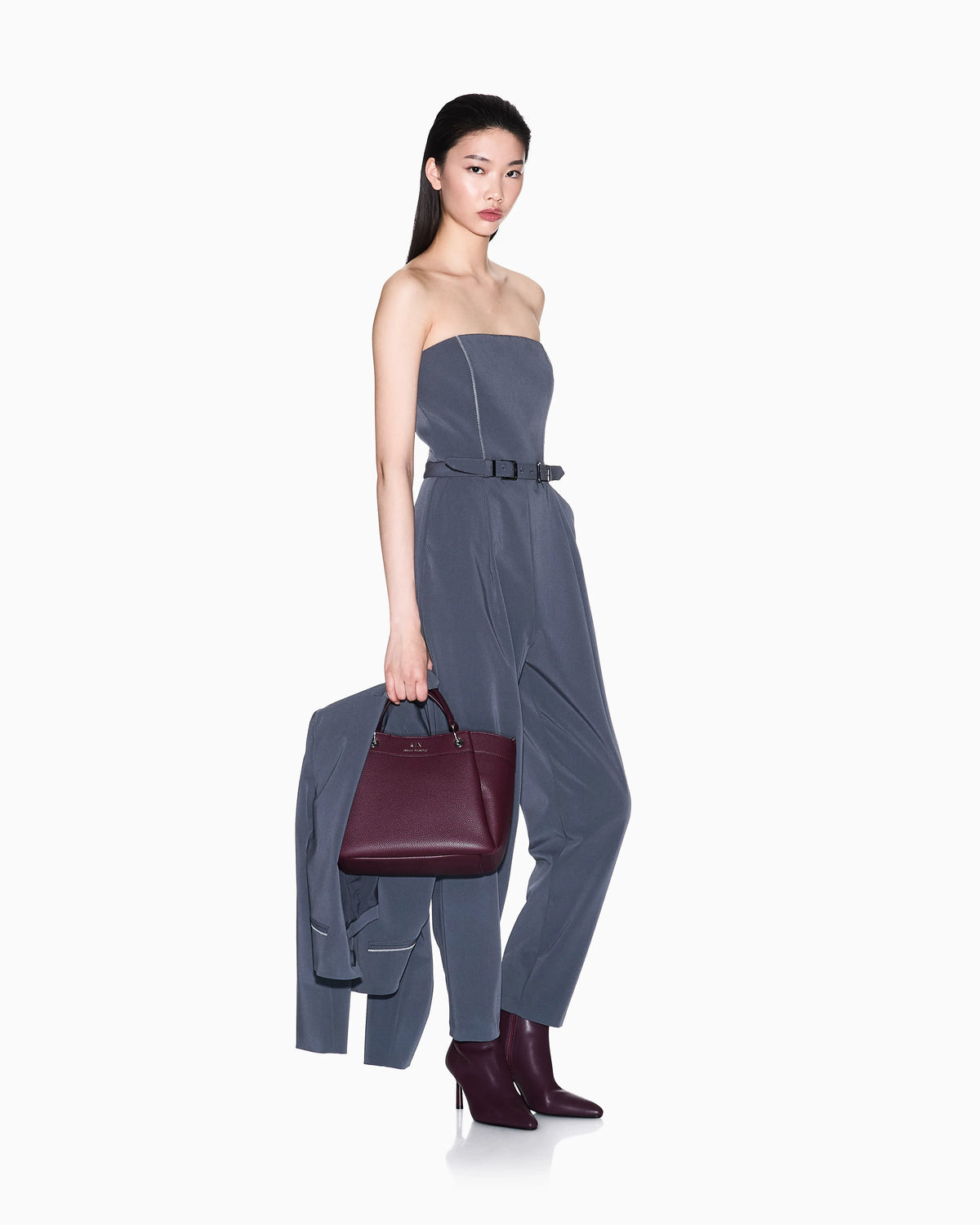 Jumpsuit with pleats and belt