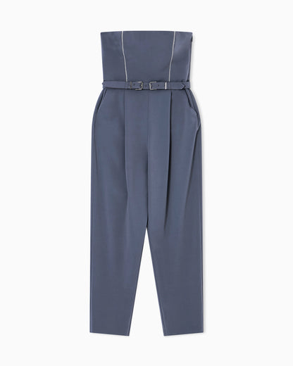 Jumpsuit with pleats and belt