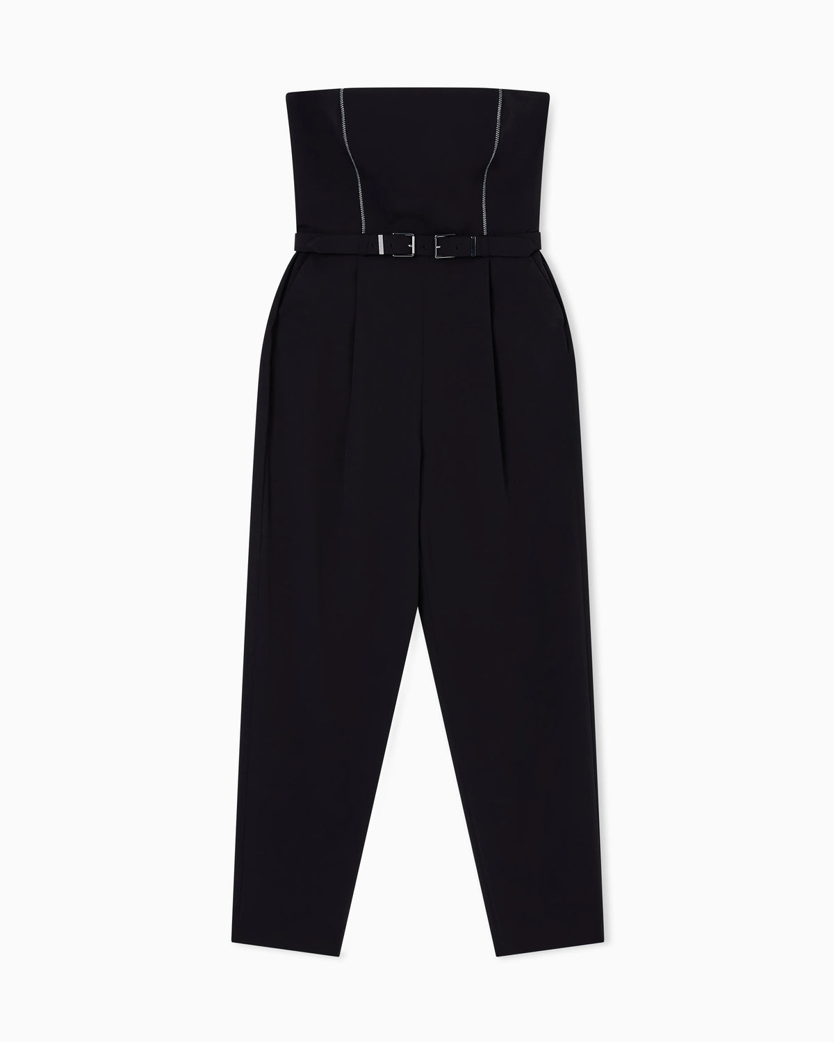 Jumpsuit with pleats and belt