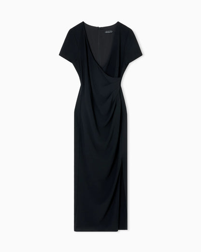 Midi dress with crossed V-neck