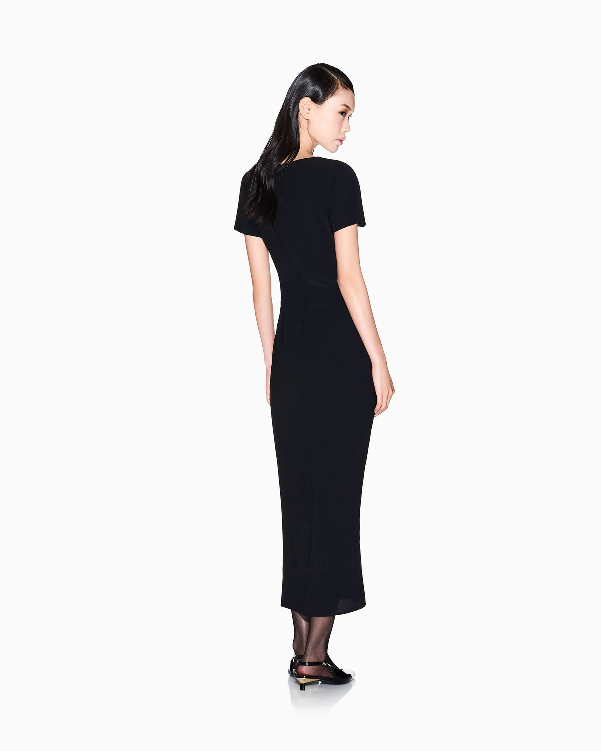 Midi dress with crossed V-neck