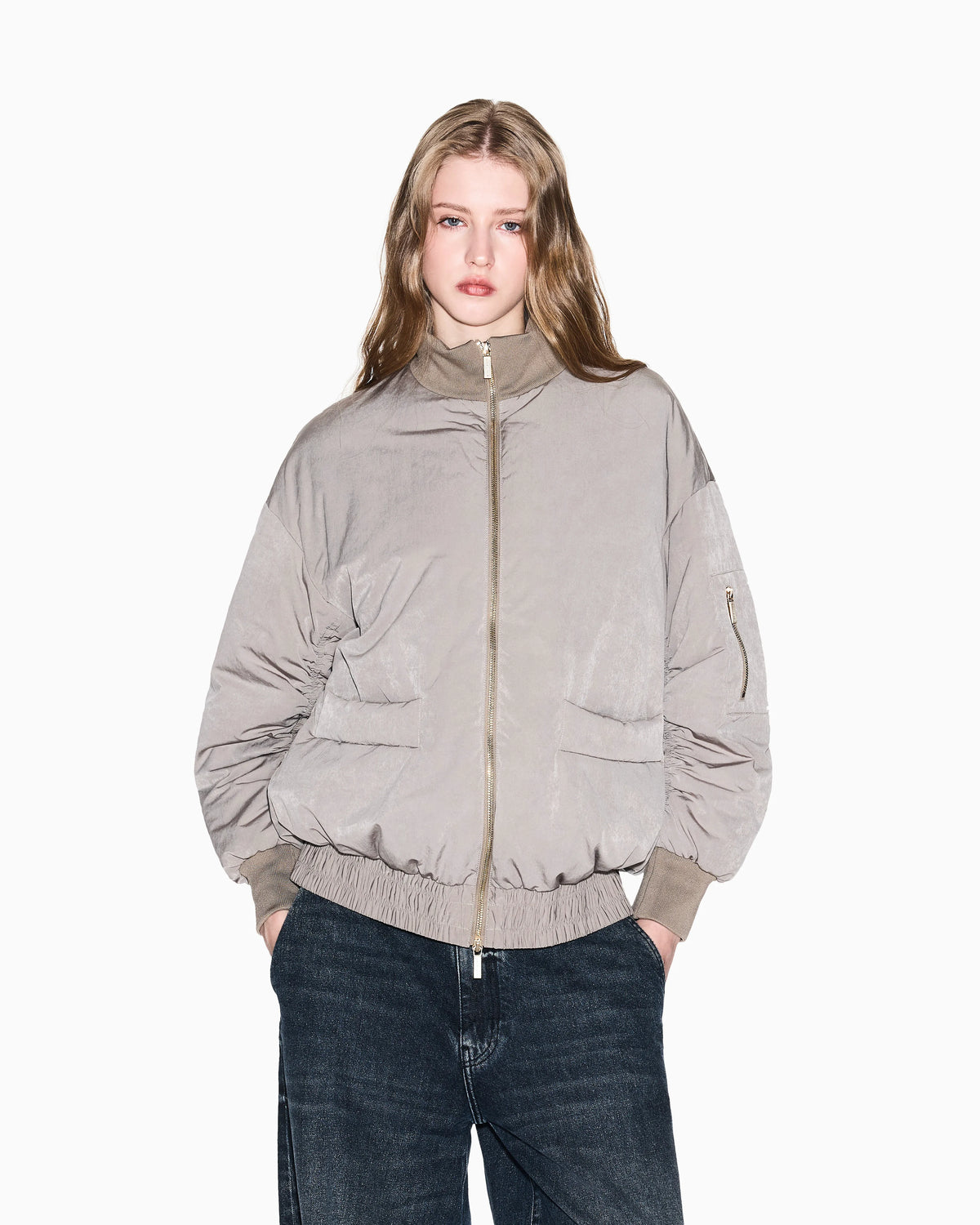 Recycled nylon bomber jacket